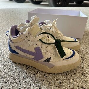 Off-White Sneakers with Cream and Purple Accents